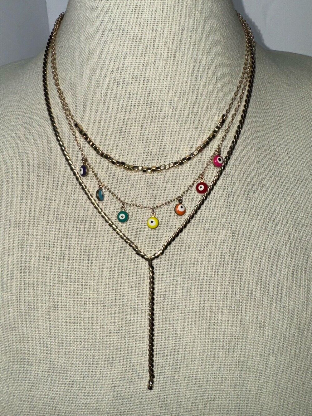 BCBGeneration Gold Tone Layered Evil Eye Necklace
